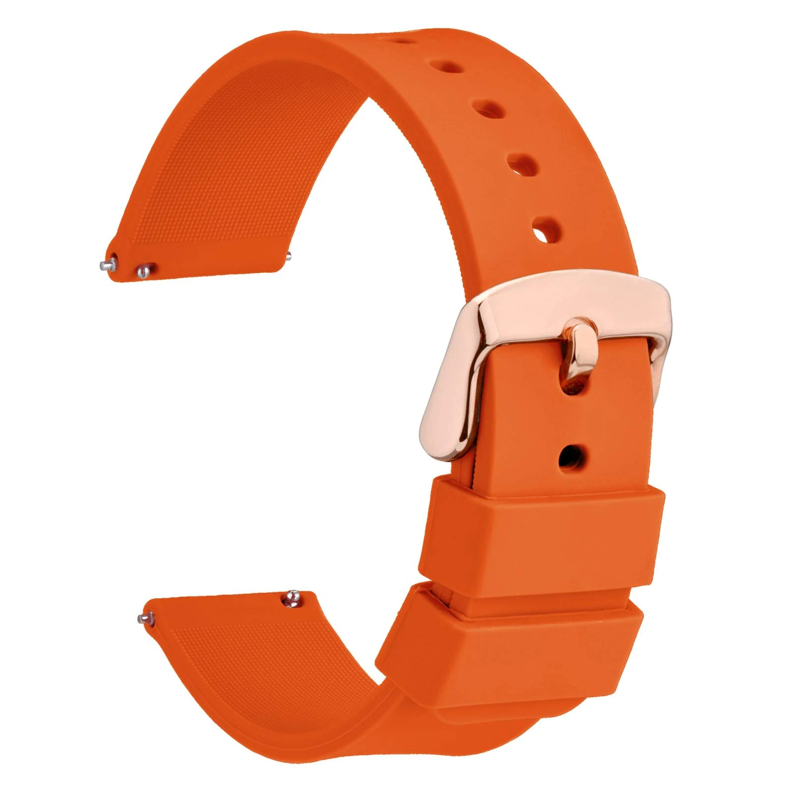 WOCCI 22mm Silicone Watch Strap with Rose Gold Buckle, Quick Release Bracelet (Orange)