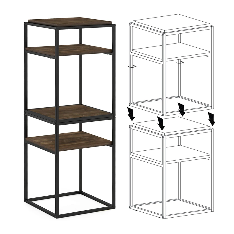 Furinno Moretti Modern Lifestyle Stackable Shelf, 2-Tier, Columbia Walnut