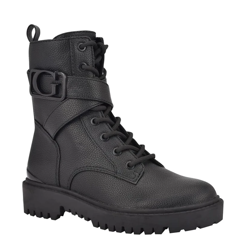 GUESS Women's Orana Combat Boot, Black, 3.5 UK