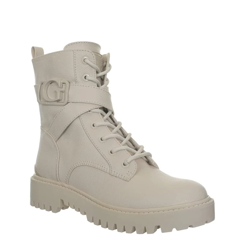 GUESS Women's Gworana Combat Boot, Ivory, 7 UK