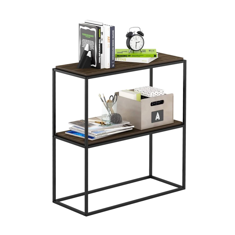 Furinno Moretti Modern Lifestyle Wide Stackable Shelf, 2-Tier, Columbia Walnut