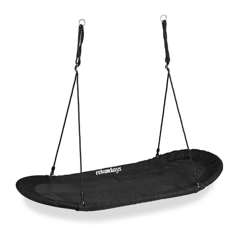 Relaxdays XXL Nest Swing, Oval, Kids & Adults, Outdoor Play Equipment, Holds up to 100 kg, 141.5 x 43.5 cm, Black