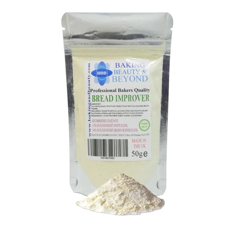Baking Beauty and Beyond Professional Mix Improver Powder for Bread - Dough Enhancer for Bread, Grain Dough Conditioner Strengthens Starch and Improves Texture of All Flours, 50g