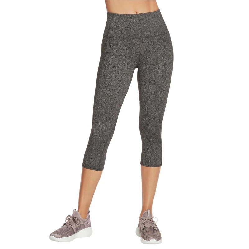 Skechers Women's Go Flex High Waist Mid Calf Legging Yoga Pant, Heathered Gray, Small