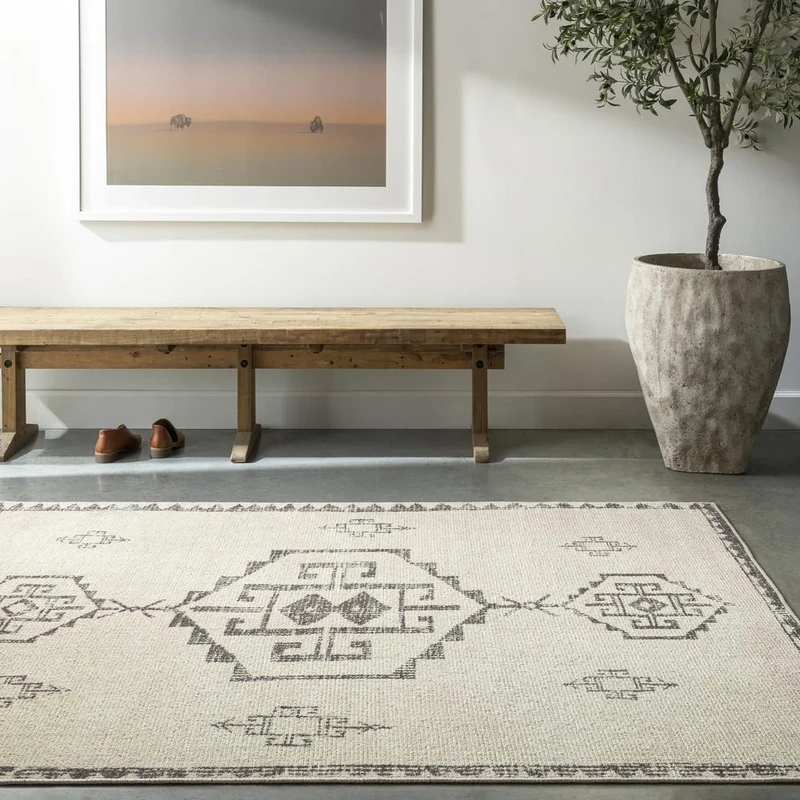 Livabliss x Becki Owens Solana Vintage Rug - Area Rugs for Living Room 200x275 cm, Bedroom - Scandi Neutral Rugs, Traditional Patterned Boho Style, Natural Easy Care Pile - Large Rug, Ivory, Black