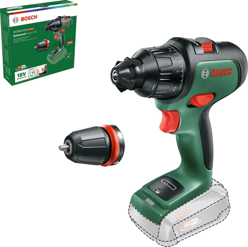 Bosch Cordless Drill AdvancedImpact 18 (Without Battery, 18 Volt System, in Carton Packaging)