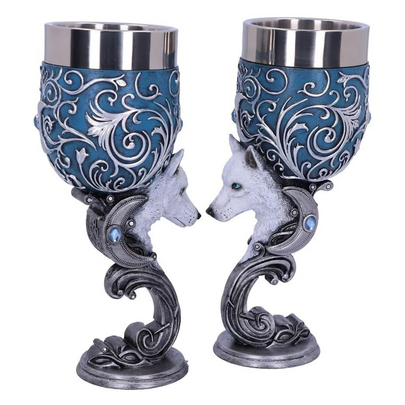 Nemesis Now B5192R0 Wild at Heart Goblets 18.5cm (Set of 2), Stainless Steel, 200 milliliters, Blue