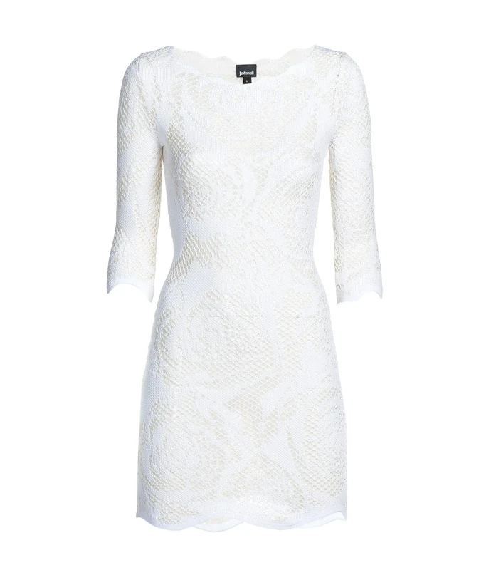 Just Cavalli Women's Dress, 102j Off White Jacquard, XL