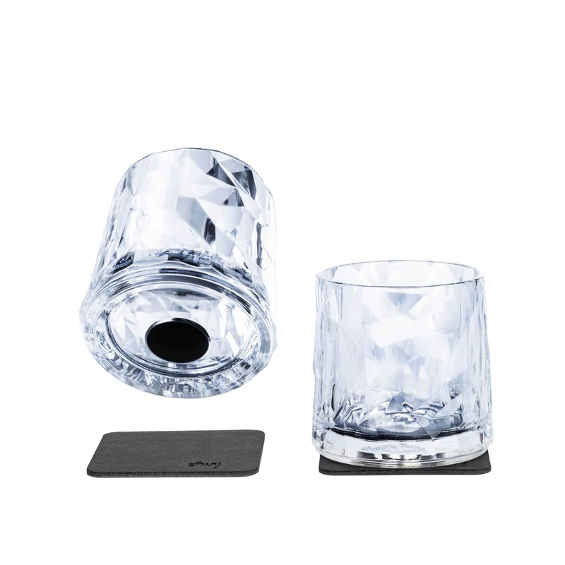 silwy Magnetic System, high-tech Plastic Glasses and Metal-Nano-Gel-Pads - Camping, Boat and Yacht Accessories (Tumbler/0.25 l/Set of 2 /Clear)