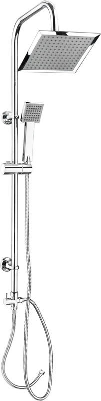 Werkzeyt SA330103 Carballo System-Chrome-Plated-Square Head & Hand 1 Jet Type-Anti-Limescale Function/Complete Shower Set with Riser Pipe