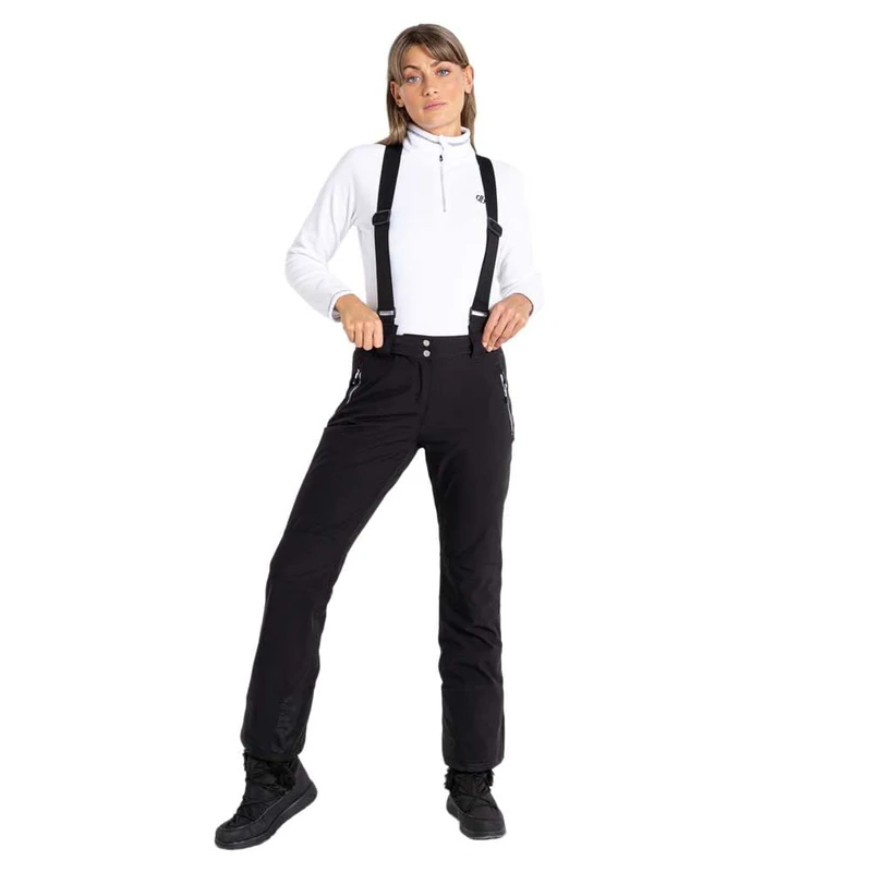 Dare2b Effused II Inslatd Insulated womens Ski Salopette Pant Waterproof & breathable Recycled fabric - adjustable waist system and braces, snow gaitors - Short Leg