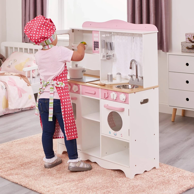 Liberty House Toys Country Kitchen with 9 Wooden Accessories, H970 x W700 x D350mm - Image 1