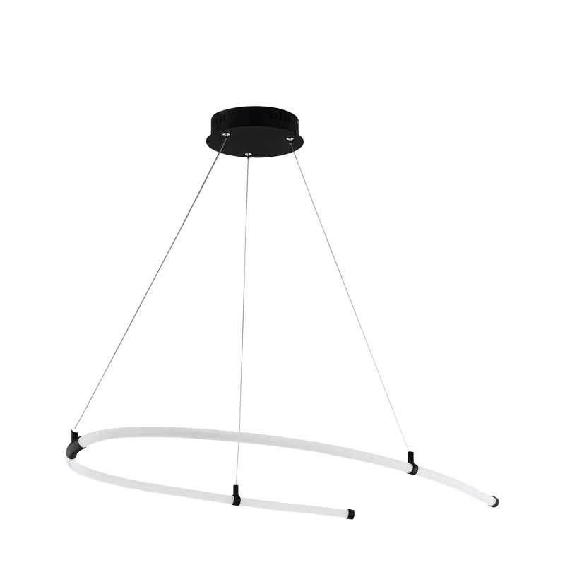 EGLO Alamedilla LED Pendant Light, 1 Bulb Modern Pendant Light Made of Steel and Plastic, Dining Table Lamp in Black, White, Living Room Lamp, Hanging Length 98 cm
