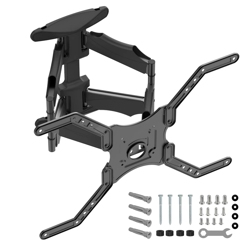 NANOOK full-motion TV wall bracket for 40-65 inch TVs | Tiltable | Wall mount for LCD, LED, QLED and OLED televisions | Universal compatibility | VESA 100x100 to 600x400 | Black