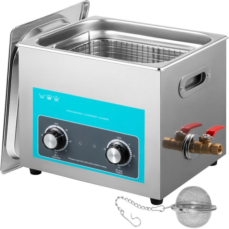 VEVOR Ultrasonic Cleaner with Heating Timer, Professional Ultrasonic Cleaner 220 V, Stainless Steel Ultrasonic Cleaner 40 kHz for Cleaning Rings, Instruments (15 L)