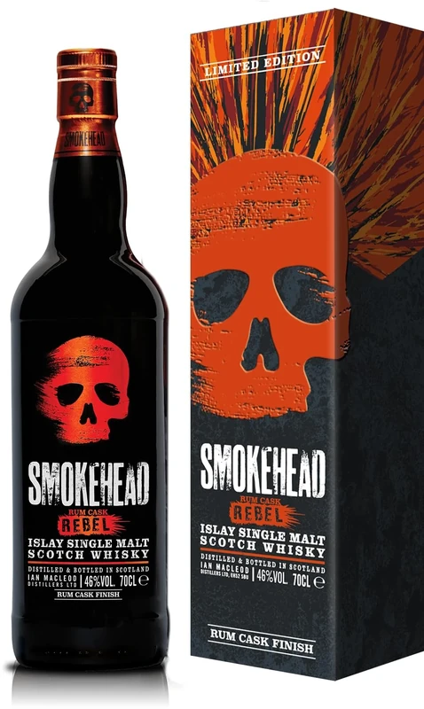 Smokehead Rum Cask Rebel Islay Single Malt Scotch Whisky with Giftbox - 70cl | 46% ABV | Vanilla Flavoured | Rich Peated Rum Cask Single Malt Scottish Whisky