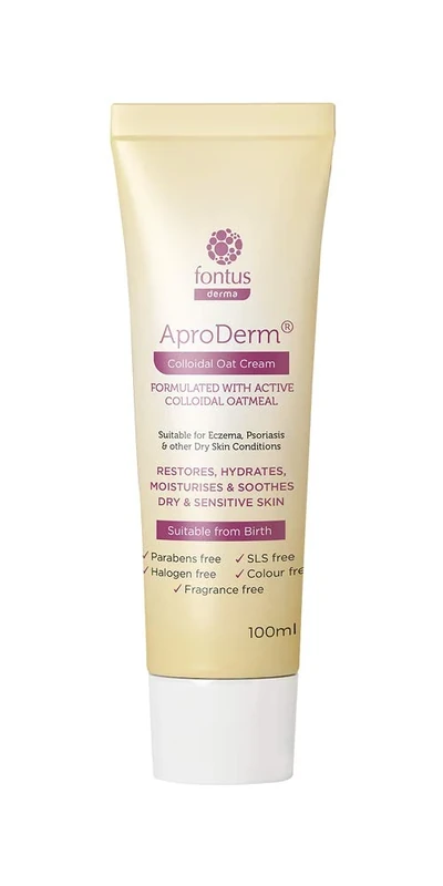 AproDerm® Colloidal Oat Cream 100ml Tube – Paraffin Free, Vegan, 2-in-1 Moisturiser and Soap Substitute; Suitable for Dry Skin, Eczema, Dermatitis and Psoriasis