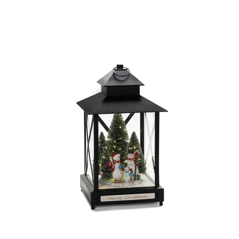 Konstsmide Christmas Decorations Outdoor Lantern with Trees & Snowmen - Battery or Mains Timer Control