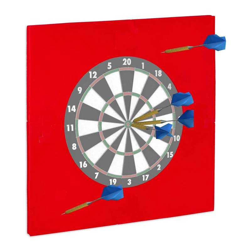 Relaxdays R6 dartboard surround, wall protection for 45 cm dartboard, EVA foam, dart backboard, red