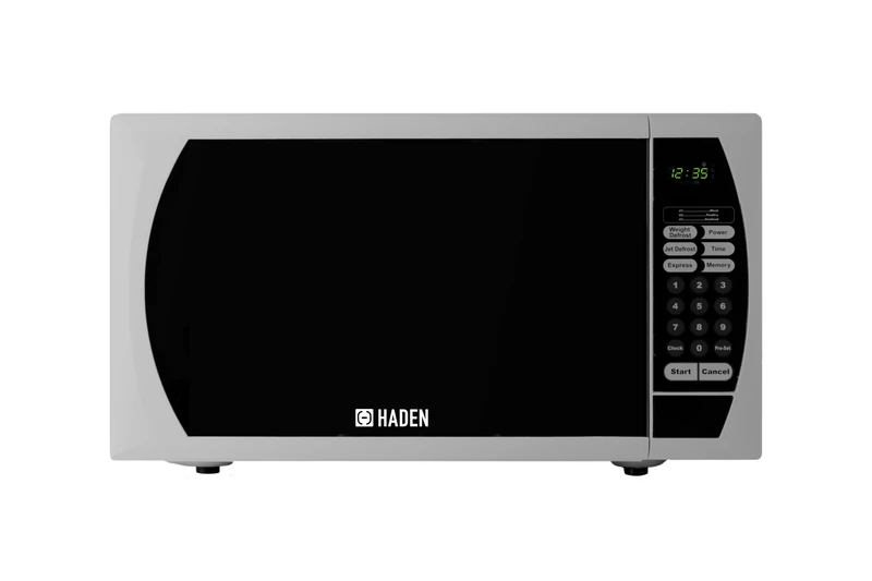 Haden Silver 20L Digital Microwave Oven - 800W, 9 Power Levels - Defrost & Express Functions - Compact Countertop Microwave Perfect for Small Kitchens