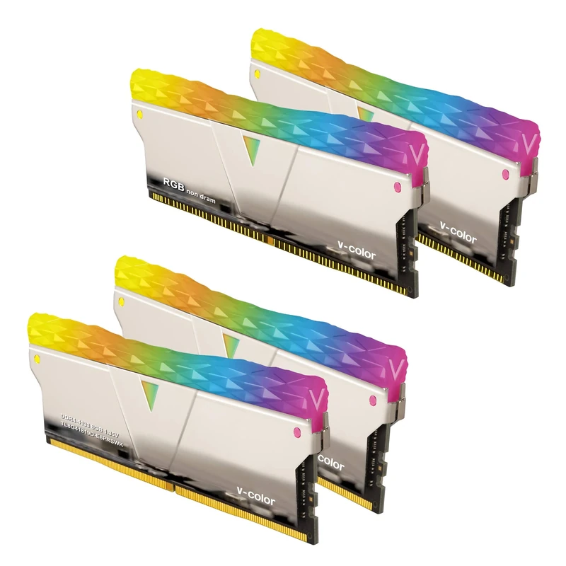 V-Color Prism Pro RGB LED Enhancement 2+2 Bundle Kit - DDR4 16GB (2x8GB) 4133MHz (PC4-33000) Memory Module with Prism Pro 2 x RGB Filler Kit (SCC-TL8G41819D-E6PRSWK) Silver/HS