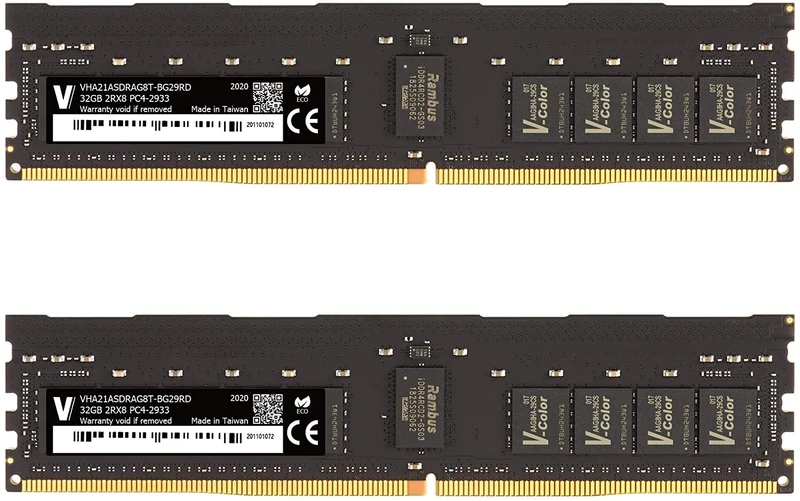 V-Color 64GB (2 x 32GB) Dual Rank 2Rx8 Server Memory Ram Module for Apple Mac Pro DDR4 2933MHz (PC3-23400) ECC Registered DIMM 1.2V (VHA21ASDRAG8T-BG29RD)