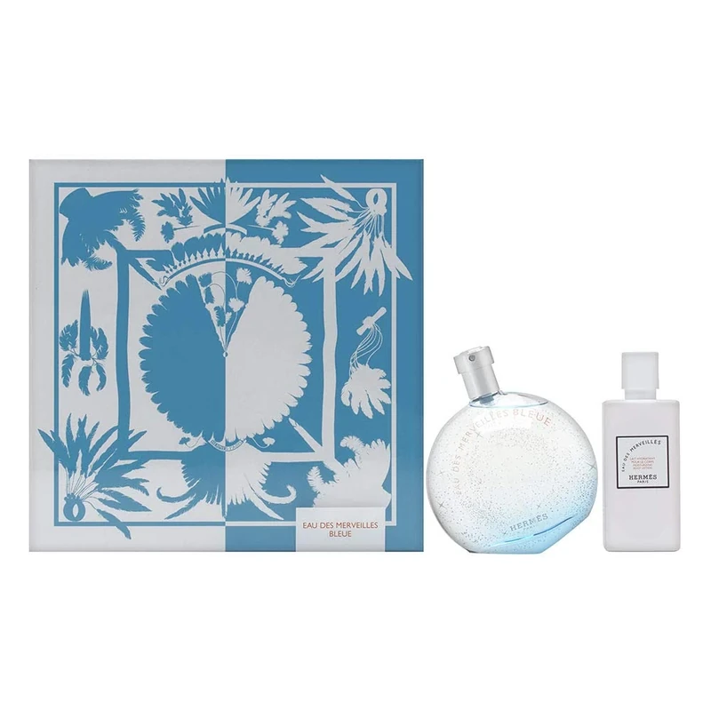 HERMES Eau des Merveilles Blue Eau de Toilette 100 ml + Body Lotion 80 ml Set Shelf