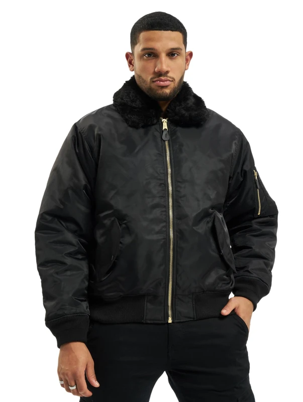 Brandit MA2 Fur Collar Jacket, color: black, size: 5XL