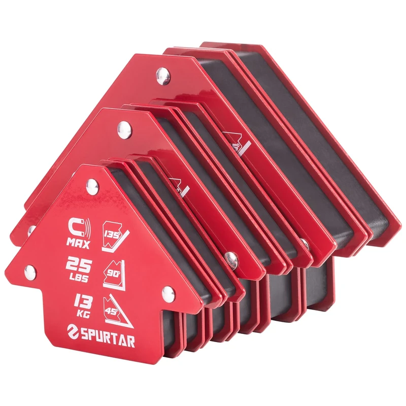 Spurtar 6pcs Welding Magnets, 34KGx2 & 23KGx2 & 13KGx2 Strong Magnetic Holder Magnet Set, Metal Working Tool, Welding Tools and Accessories, Holders 45 90 135 Degree