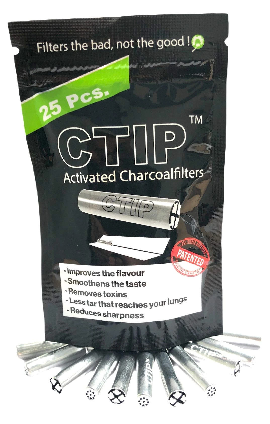 CTIP - World's Only Cone Shaped Smoking Filter with Activated Charcoal - 25 Pieces