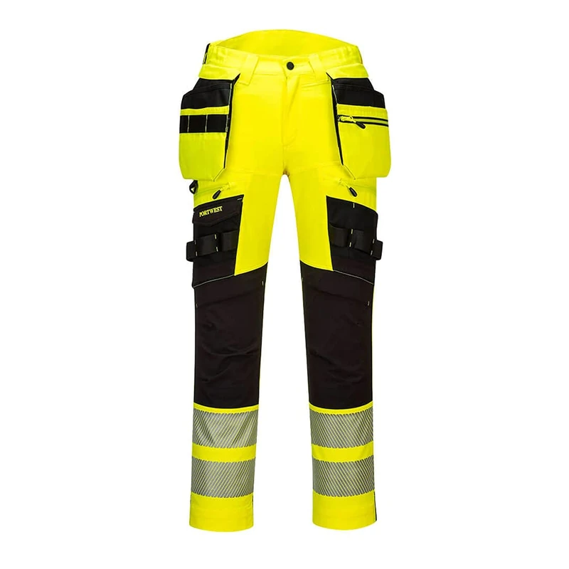 Portwest DX4 Hi-Vis Detachable Holster Pocket Trouser, Size: 41, Colour: Yellow/Black, DX442YBR41