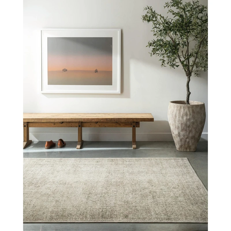 Livabliss x Becki Owens Margot Vintage Rug - Area Rugs for Living Room 200x275 cm, Bedroom - Scandi Neutral Rugs, Traditional Patterned Boho Style, Natural Easy Care Pile - Large Rug, Ivory, Sage
