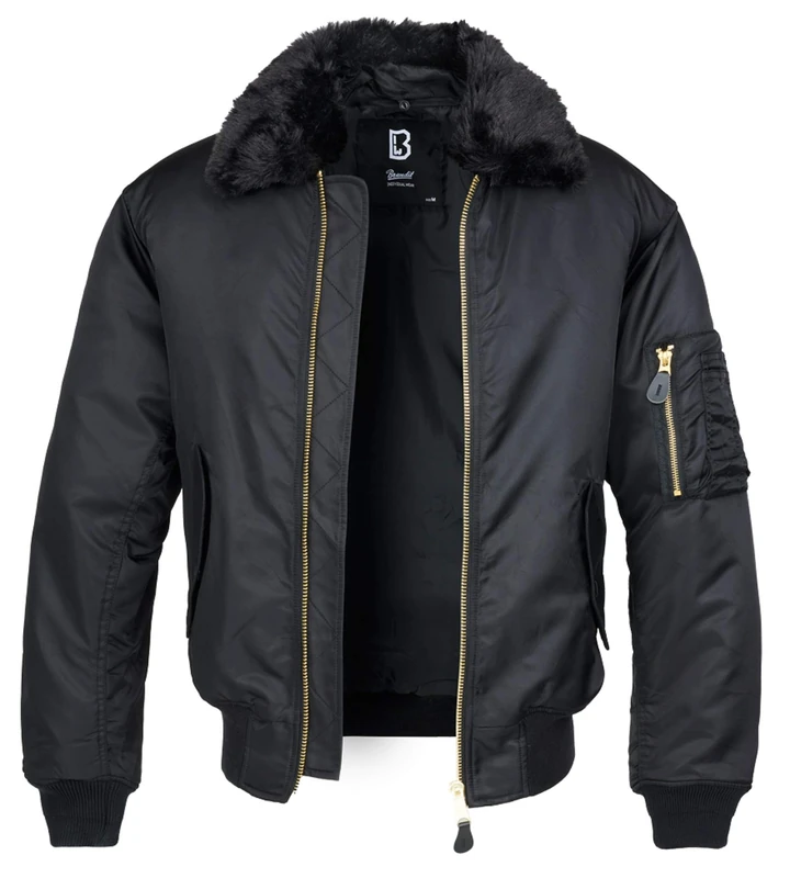 Brandit MA2 Fur Collar Jacket, color: black, size: 4XL