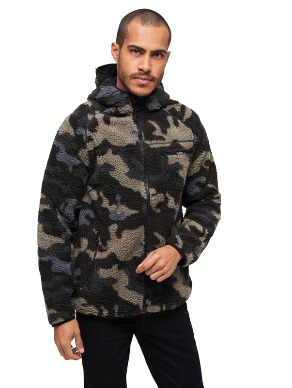 Brandit Teddyfleece Worker Jacket, color: darkcamo, size: 4XL