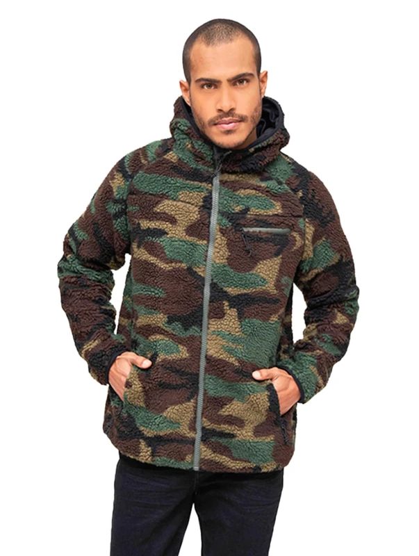 Brandit Men's Teddy Fleece Anorak Jacket, Woodland, 6XL