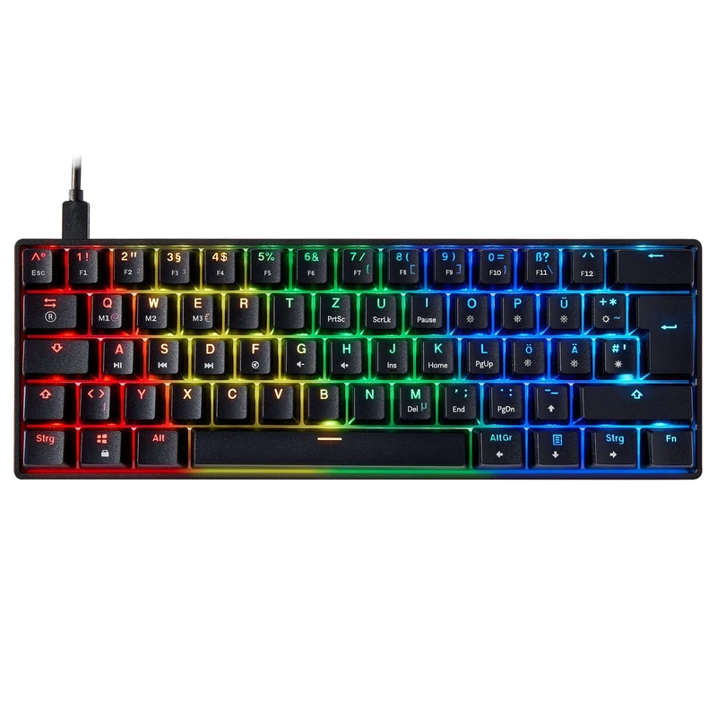 Mizar MZ60 LUNA Mechanical Gaming Keyboard | 60% Keyboard 62 Key ISO UK Layout | RGB LED Backlit | Anti Ghosting NKRO | Progammable Macro Keys | Hotswap Gateron Optical Blue Switches | Black
