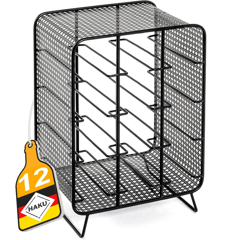 HAKU Moebel Art Deco Metal Bottle Rack - Black Steel (12 Bottles)