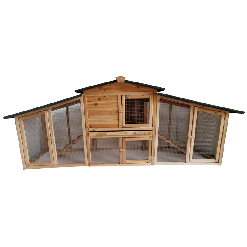 Werkapro Wooden Raised Chicken Coop 4 to 5 Chickens 215 x 56 x 87 cm, Brown and Green