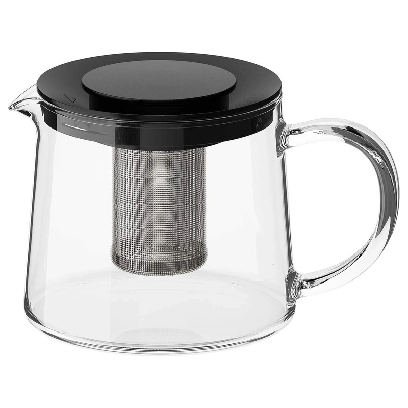 IKEA RIKLIG Glass Teapot 0.6L - Compact 10cm Height for Home Brewing