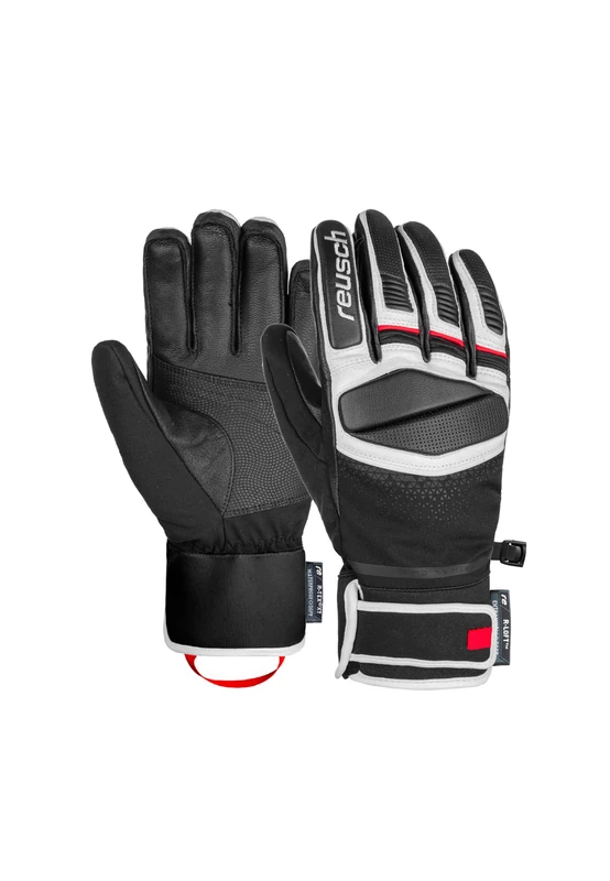 Reusch Men's Mastery Gloves, 7745 Black/White/Fire Red, 8.5