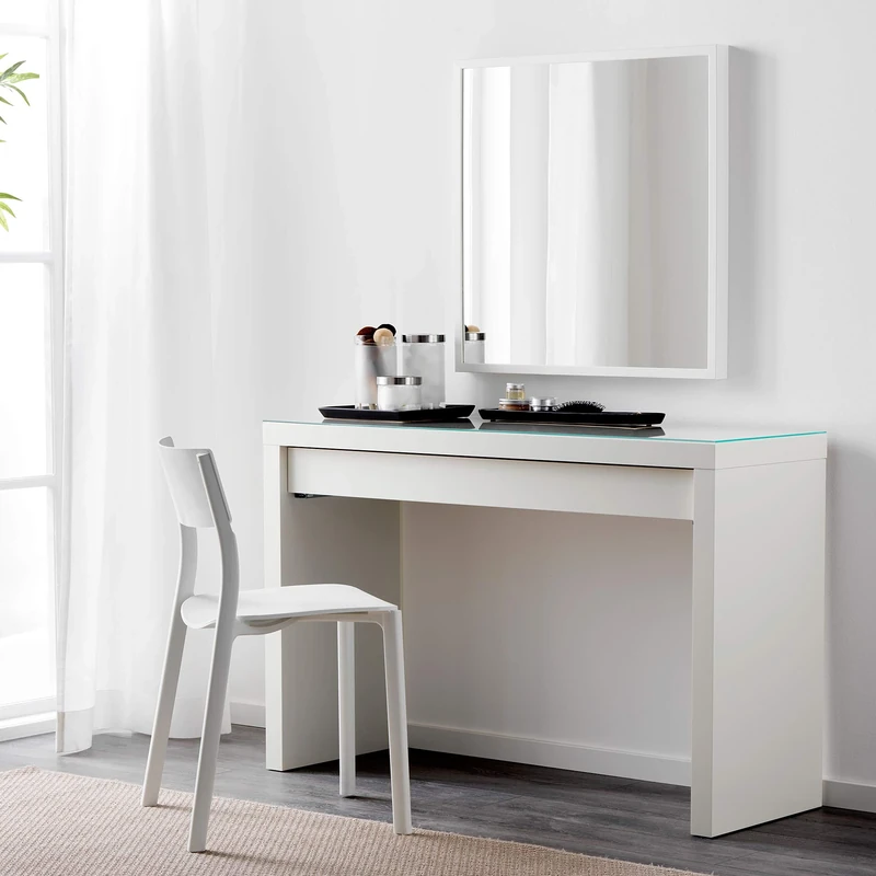 IKEA MALM dressing table white with glass top 120 x 41 x 78 cm