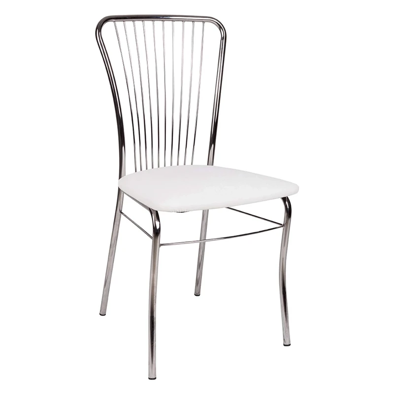 Dmora - Modern chair in eco-leather, for dining room, kitchen or living room, cm 54x45h93, white color
