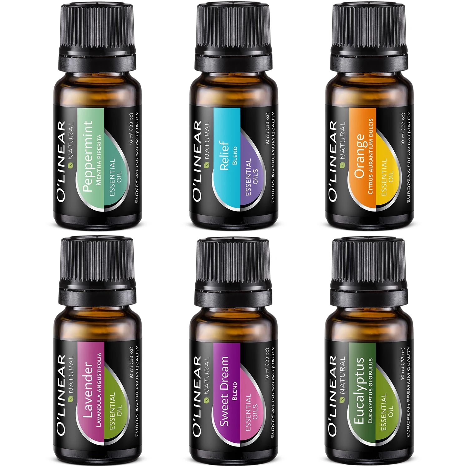 Essential Oils Set - Top 6 (4 Oils & 2 Blends) Essential Oils for Diffusers for Home, Aromatherapy Humidifiers and Soul - Anxiety Relief, Sleep, Peppermint Oil, Orange, Lavender, Eucalyptus