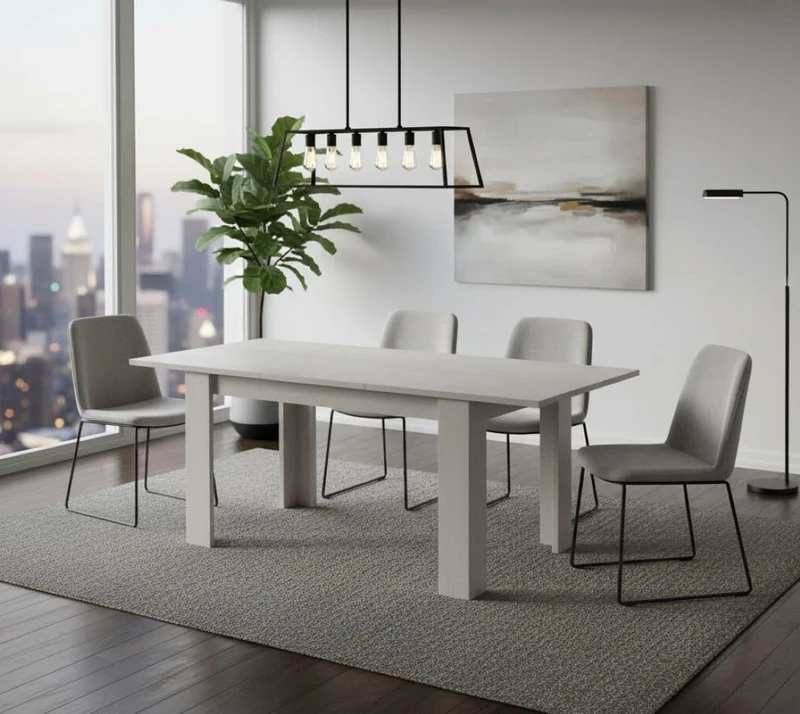 Dmora - Extendable Table Albatera, Extendable console, Extendable dining table, Extendable kitchen console, 160/220x88h75 cm, White