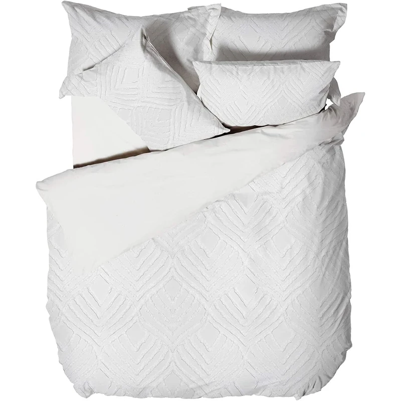 Linen House Palm Springs Duvet Cover Set, White, Super King