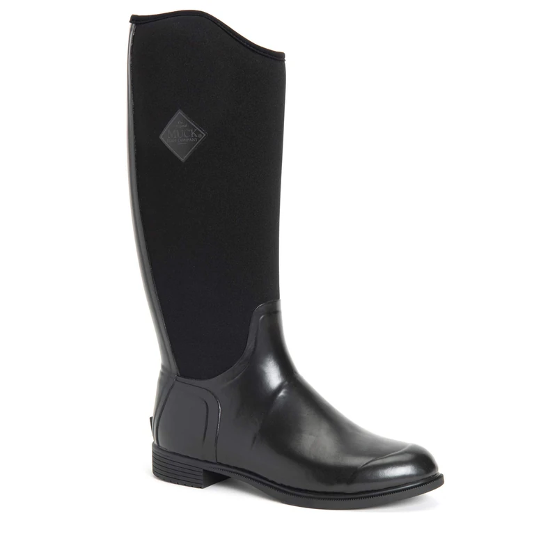 Muck Boots Women's Derby Tall Pull On Waterproof Wellington Boot, Black, 8