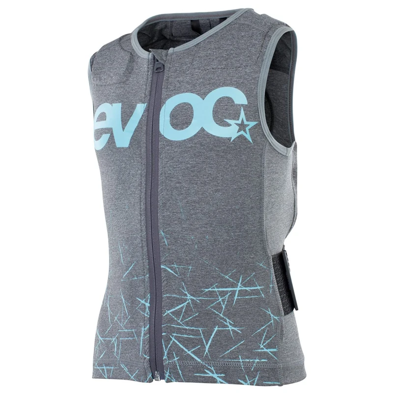 EVOC PROTECTOR VEST KIDS Kids body armour vest, Protective clothing for action sports (size: JM, LITESHIELD PLUS back protector, protective EVA padding, AIROFLEX hip belt), Carbon Grey