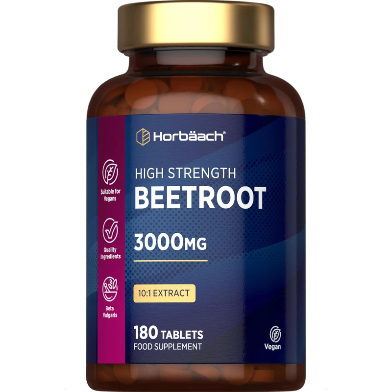 Horbaach Beetroot Tablets 3000mg - 180 Vegan Tablets 3 Month Supply