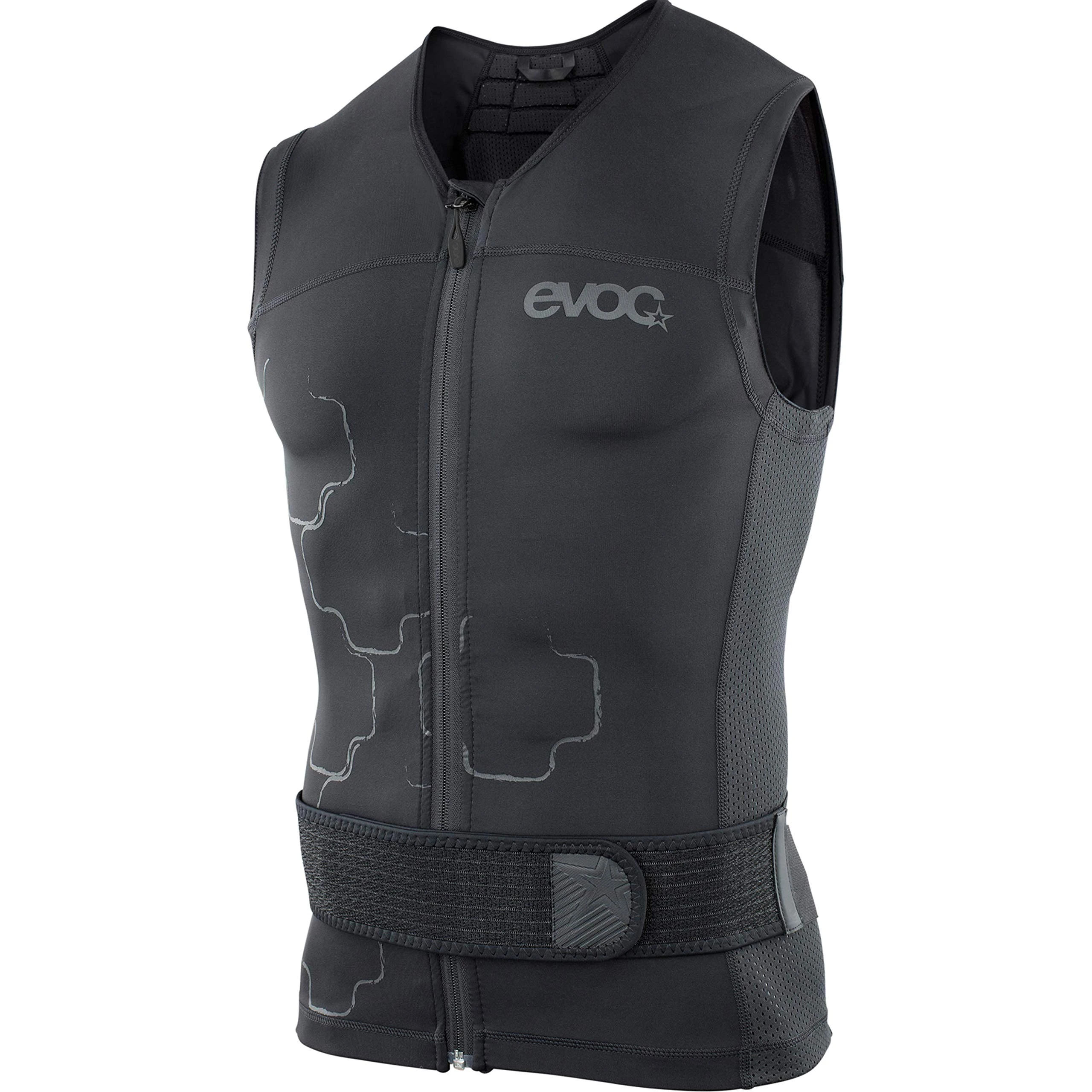 EVOC PROTECTOR VEST LITE MEN Men's protector waistcoat Protective clothing for action sports (size: S, LITESHIELD PLUS back protector, protective EVA padding, AIROFLEX hip belt), Black