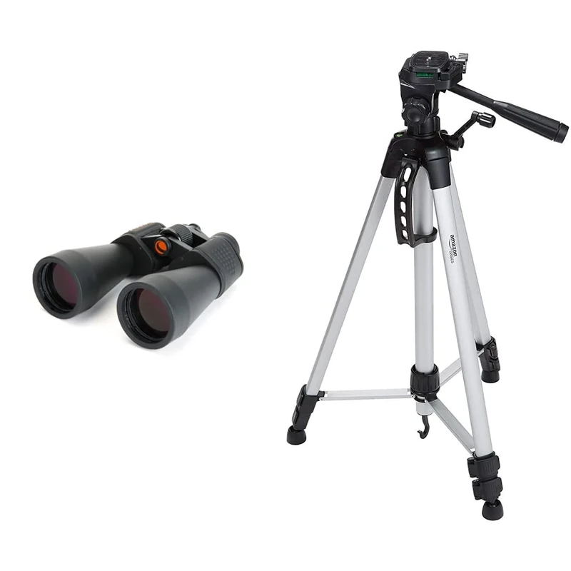 Celestron 71007 SkyMaster 12 x 60 Binocular & Amazon Basics 60-Inch Lightweight Tripod with Bag